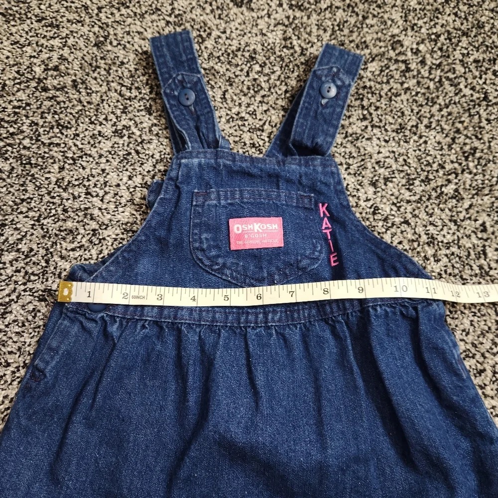 oshkosh b'gosh Vintage Denim dress, Little Girl Size 4,Back Bow Pink Label Katie
